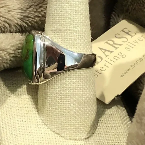 BARSE Green Turquoise Sterling Silver Statement Ring Sz 9.5 or 10
